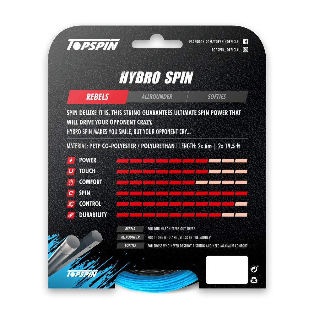Hybro Spin (2x6m) - 1.25mm - Black/Turquoise.