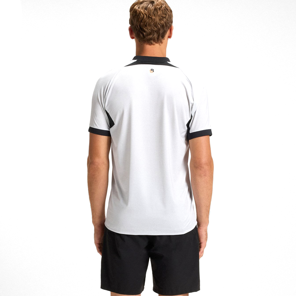 Zip-Neck Slim-Fit Polo Shirt in Mesh Jersey.