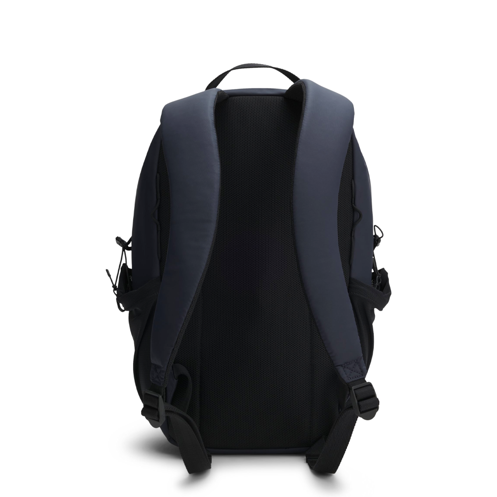 Faux-leather backpack with logo detail.