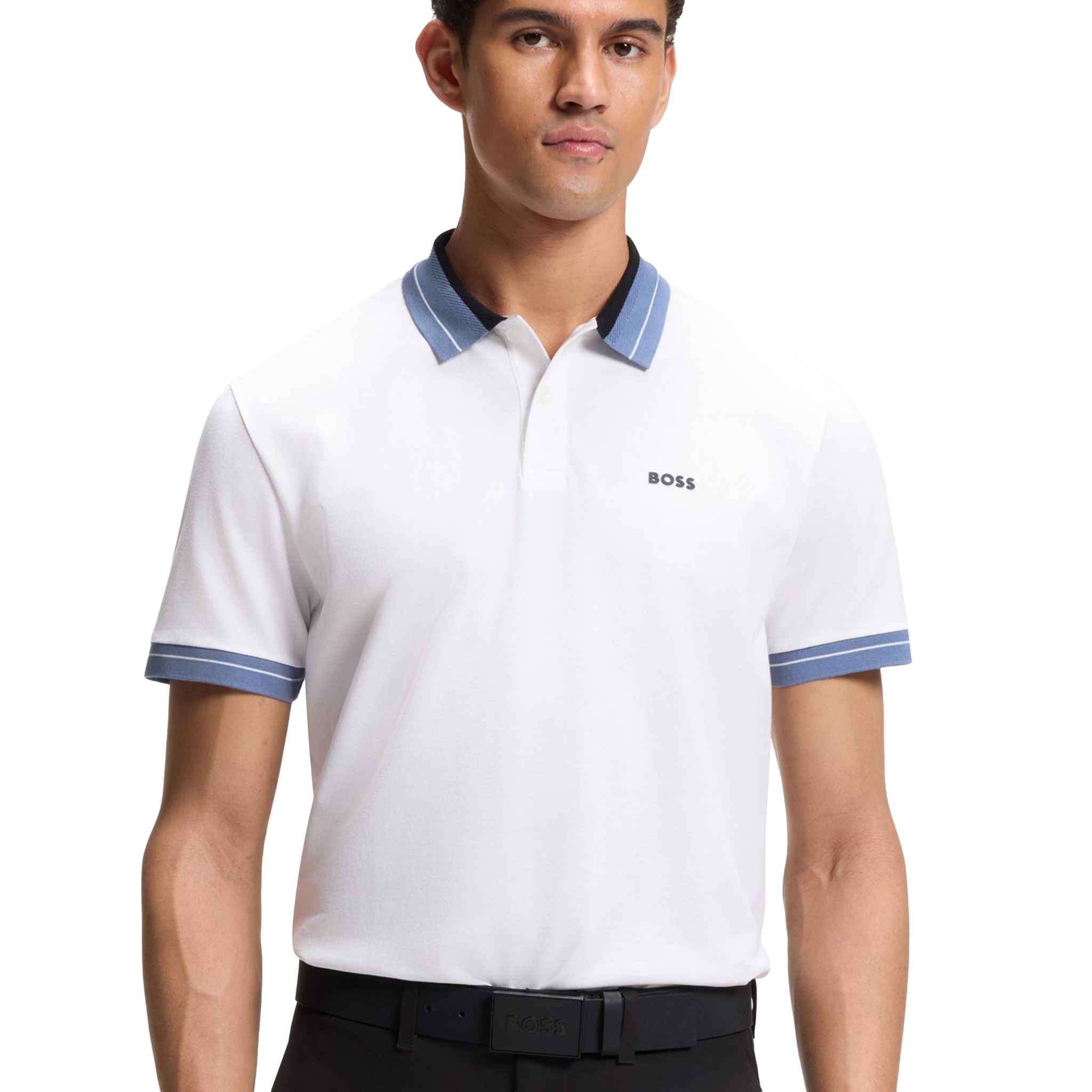 Stripe-Trim Polo Shirt In Stretch Cotton