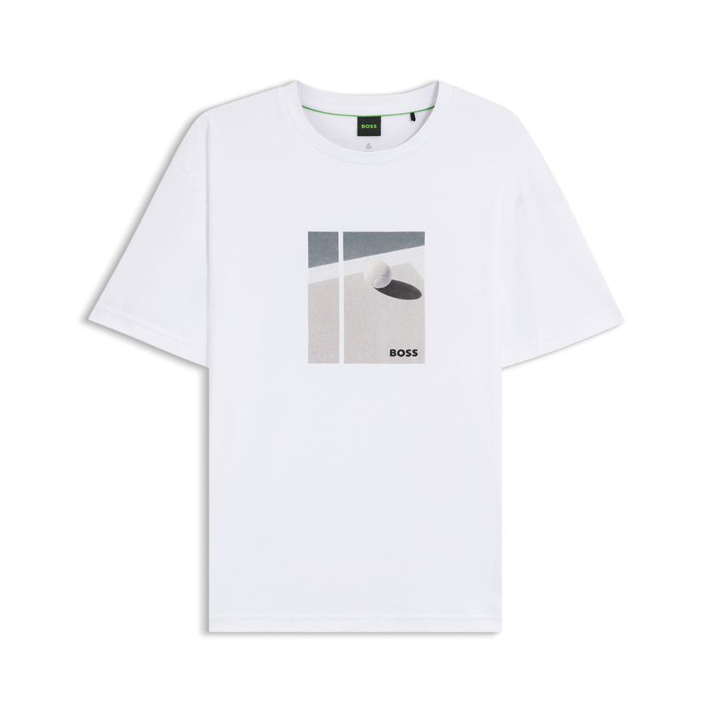 Tennis-artwork T-shirt in Pima cotton.