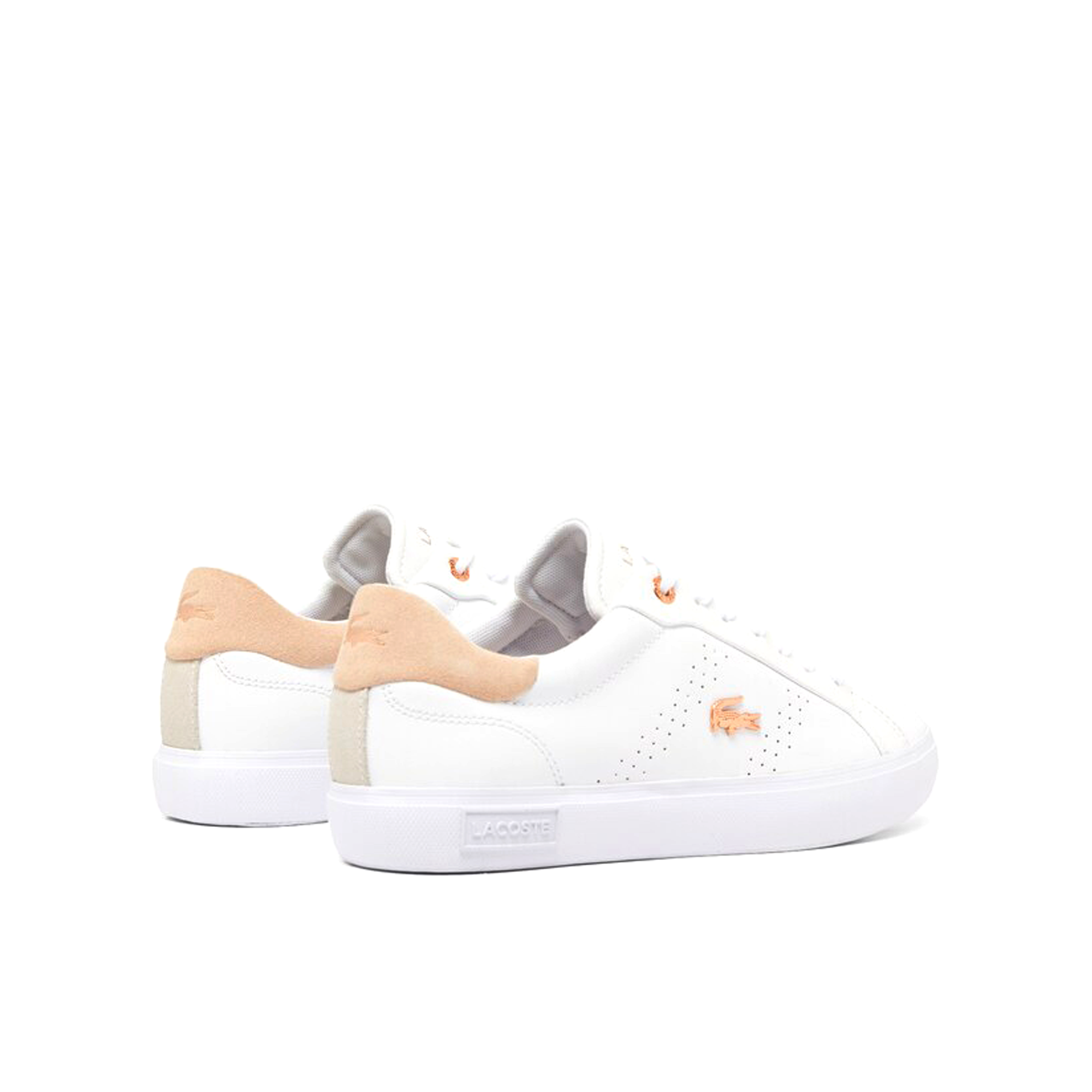 Lacoste Powercourt 2.0 Leather Sneakers (Women's) - White/Pink.
