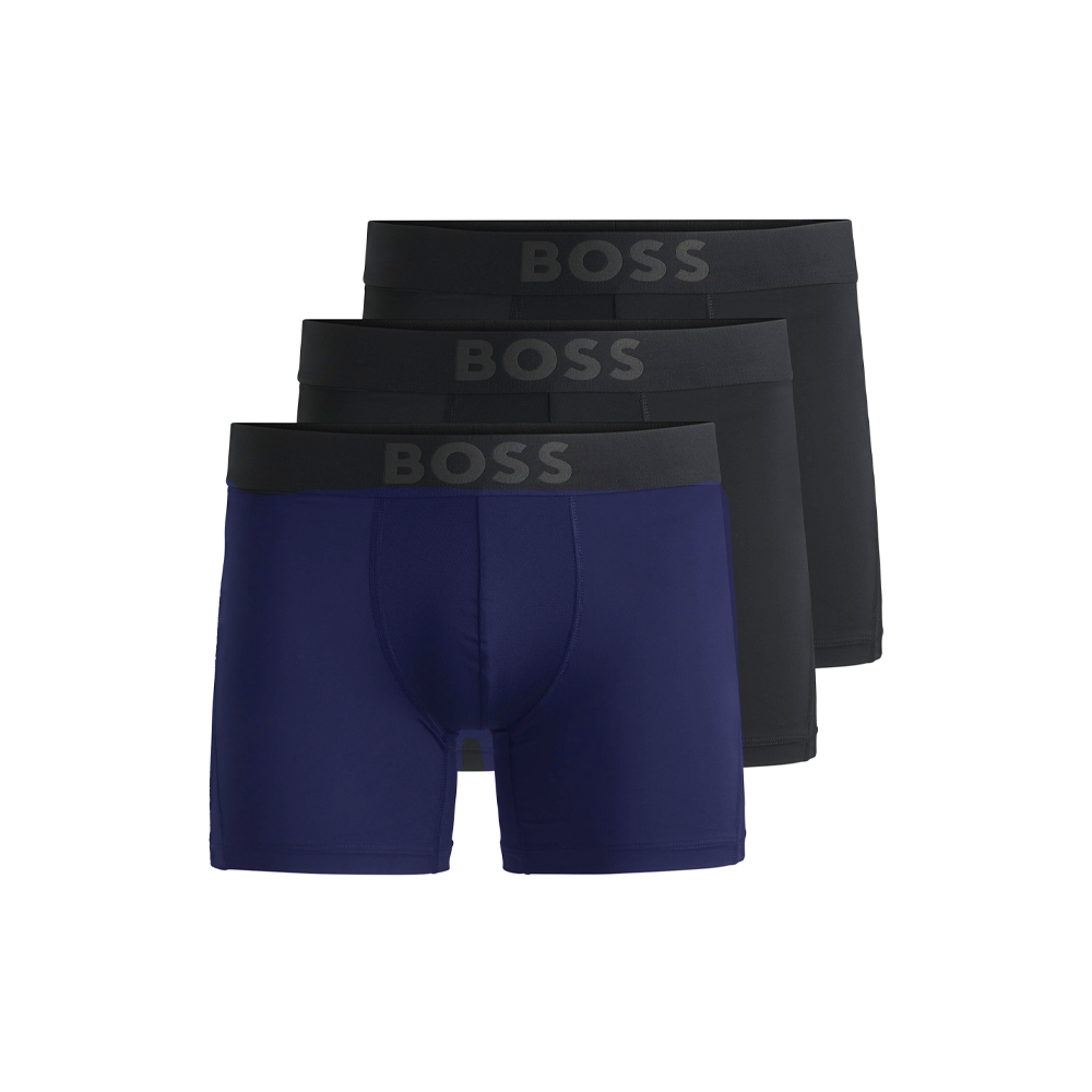 Mircofibre boxer briefs with logos.