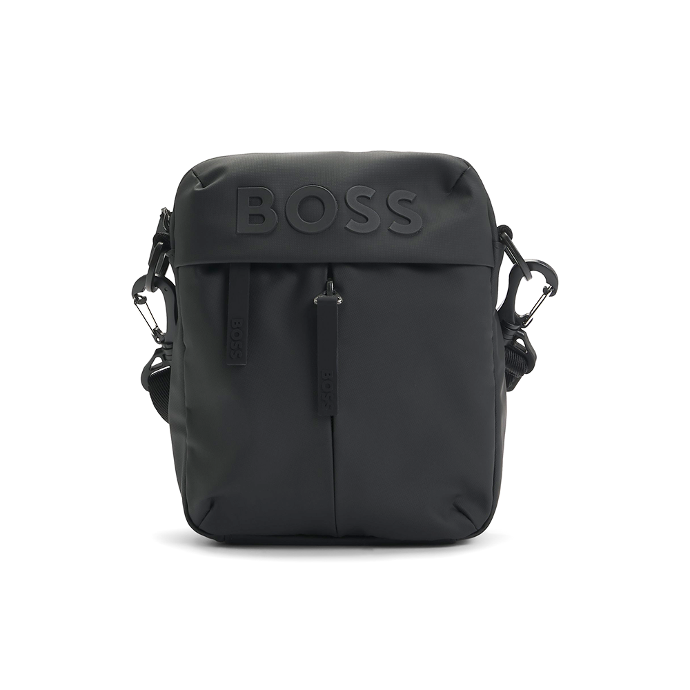 Faux-Leather Reporter Bag With Tonal Logo.