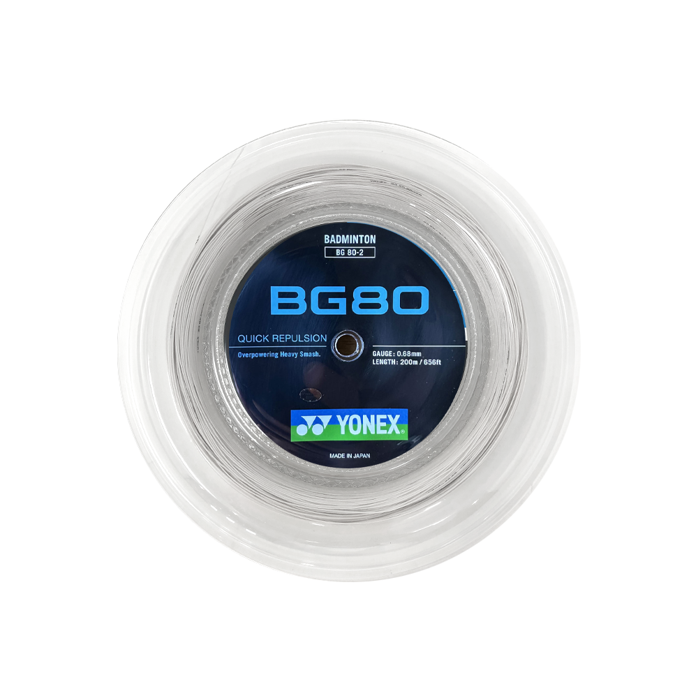 YONEX BG80パワー　200mロール ホワイト Yonex BG 80 Power Badminton String (White) – RacquetGuys.ca