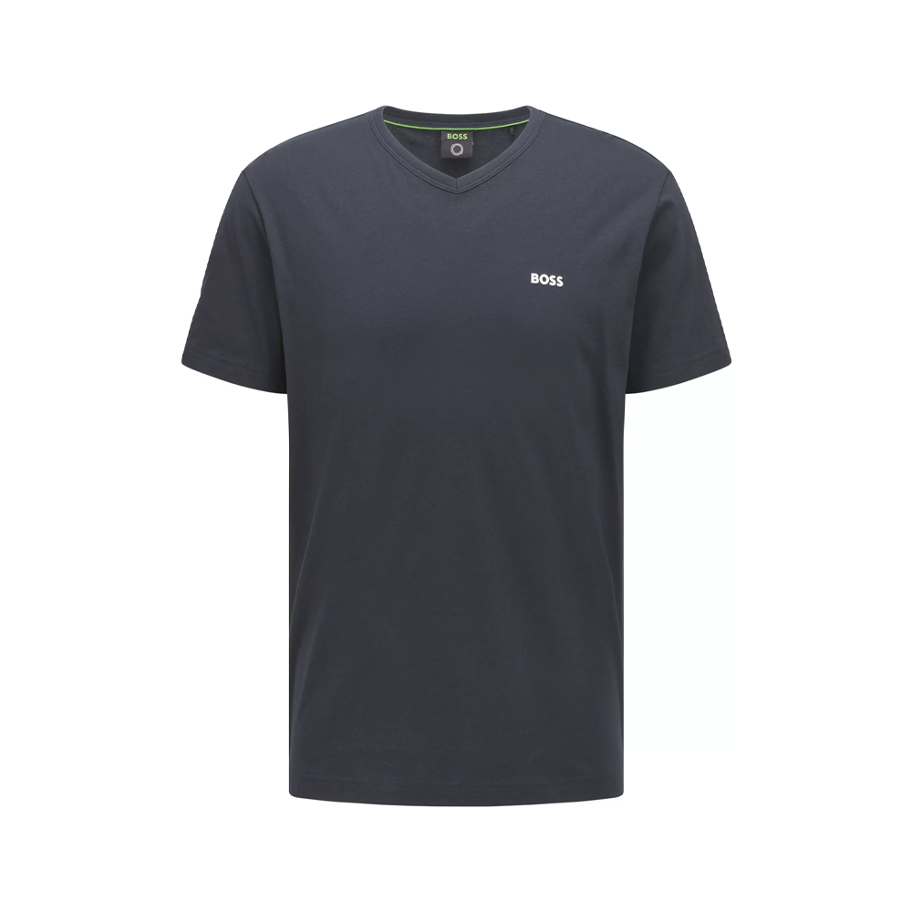 Cotton V-Neck T-Shirt With Logo.