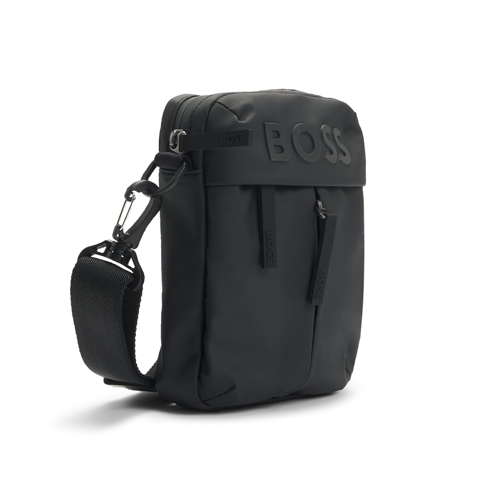 Faux-Leather Reporter Bag With Tonal Logo.