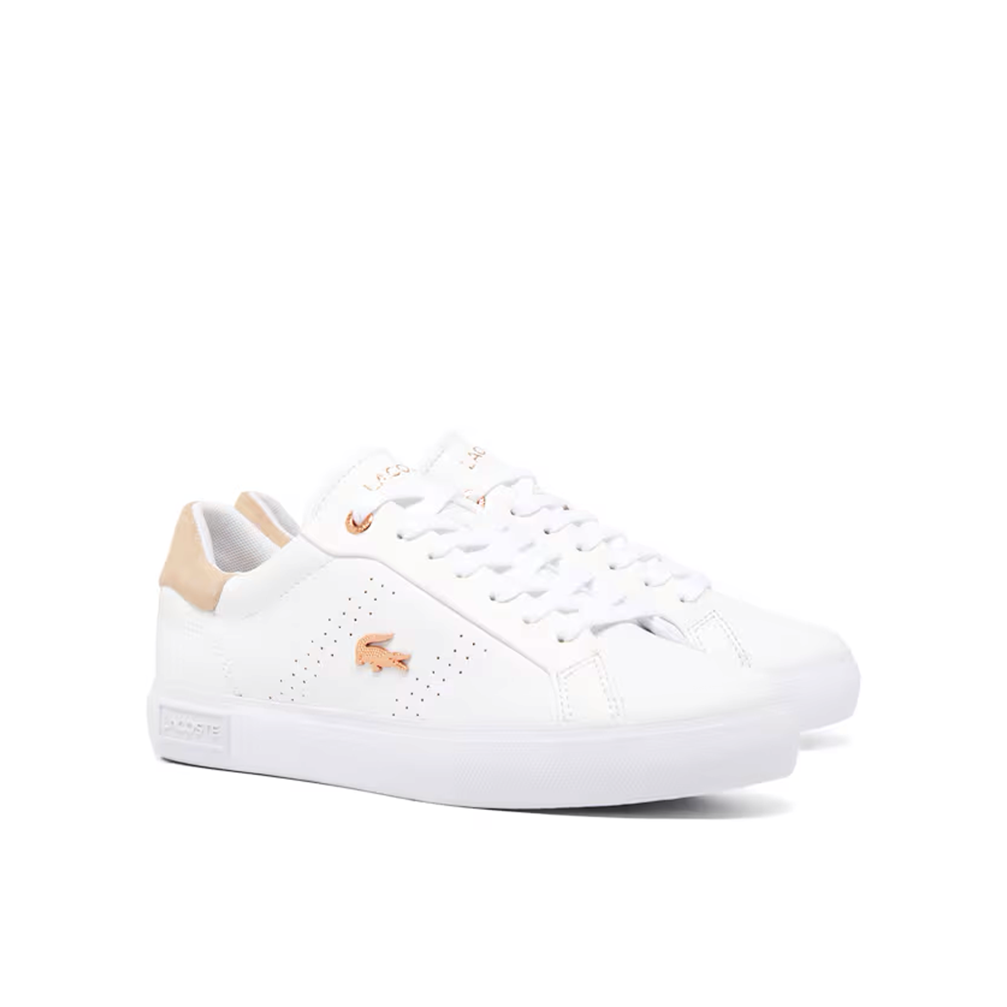 Lacoste Powercourt 2.0 Leather Sneakers (Women's) - White/Pink.