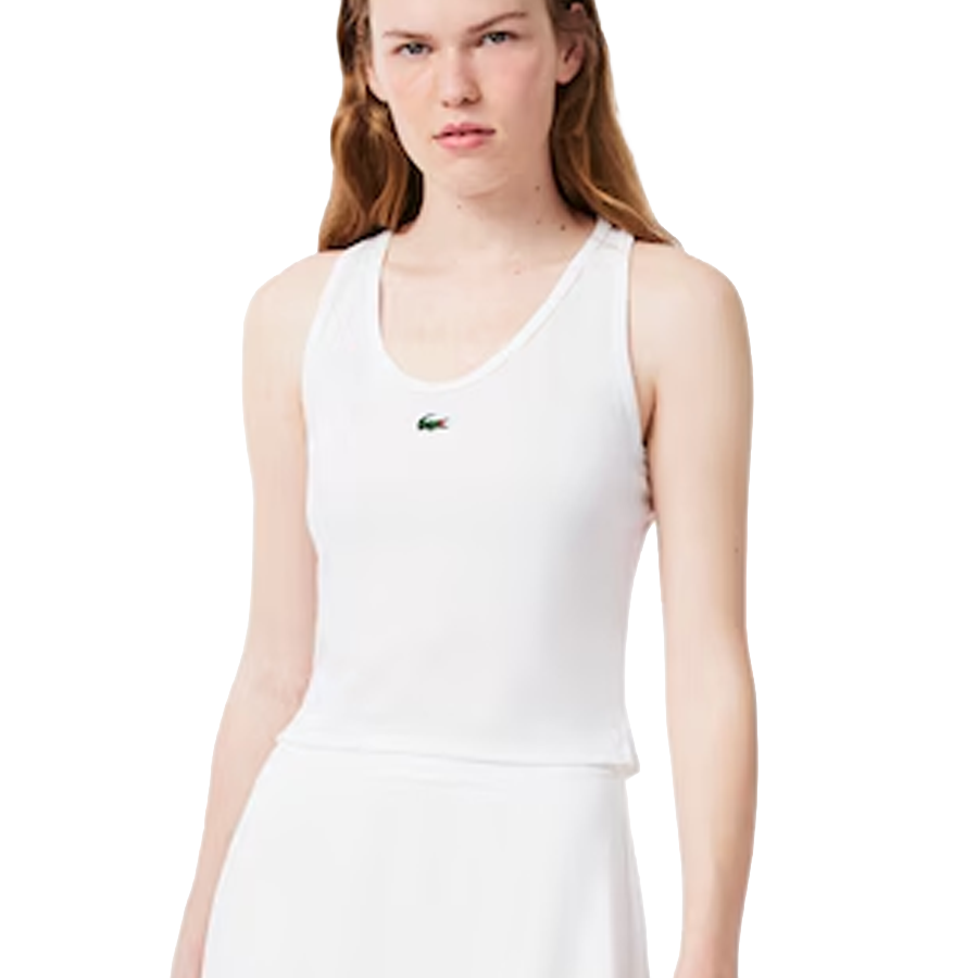 Débardeur côtelé slim fit Lacoste (Femme) -Blanc
