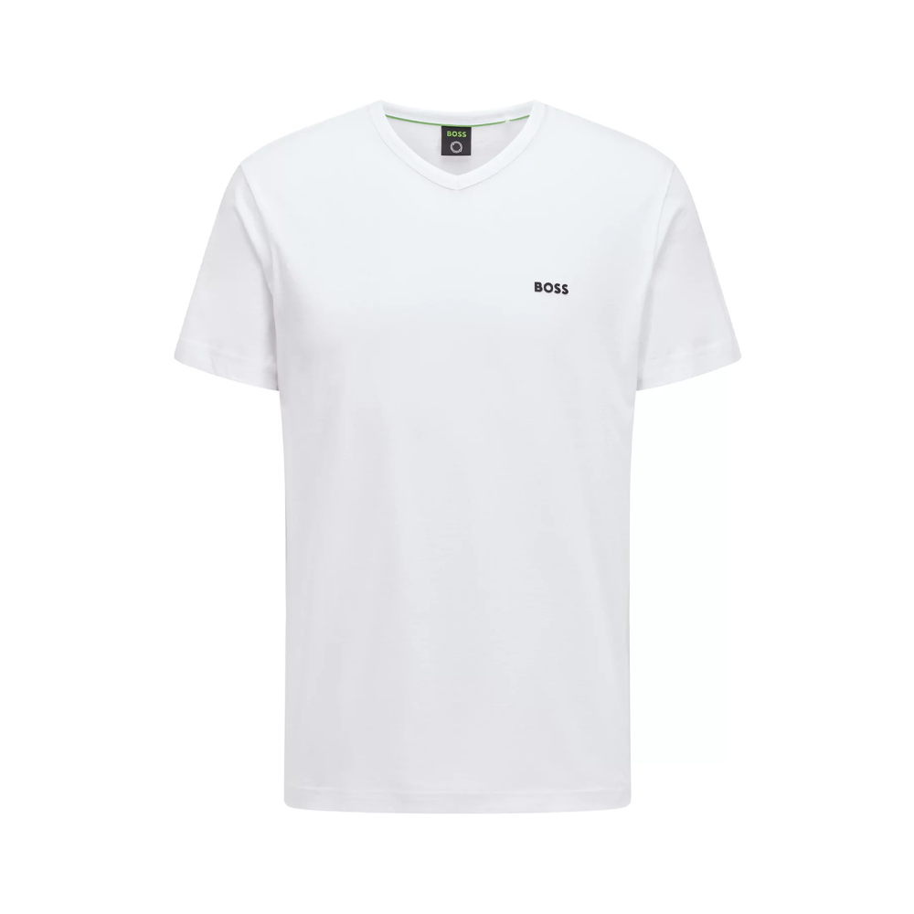 Cotton V-Neck T-Shirt With Logo.