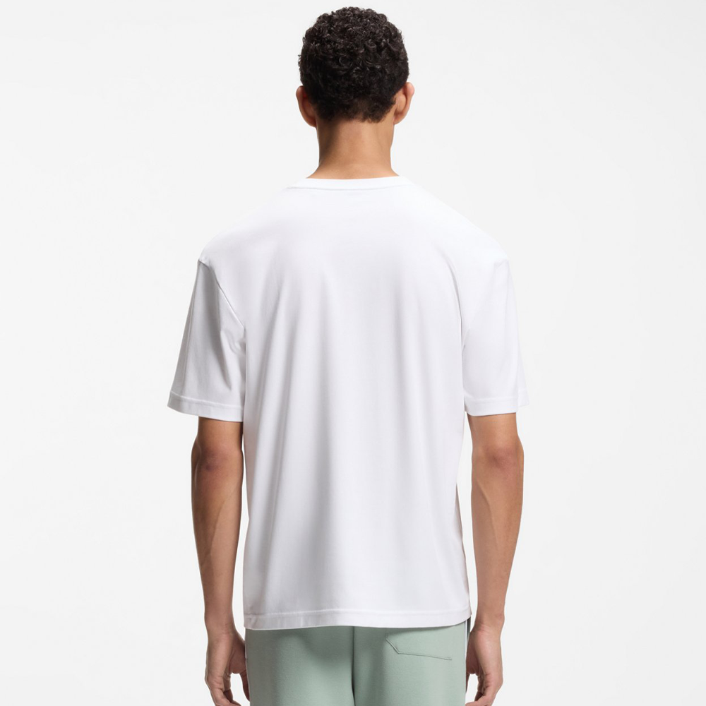 Tennis-artwork T-shirt in Pima cotton.