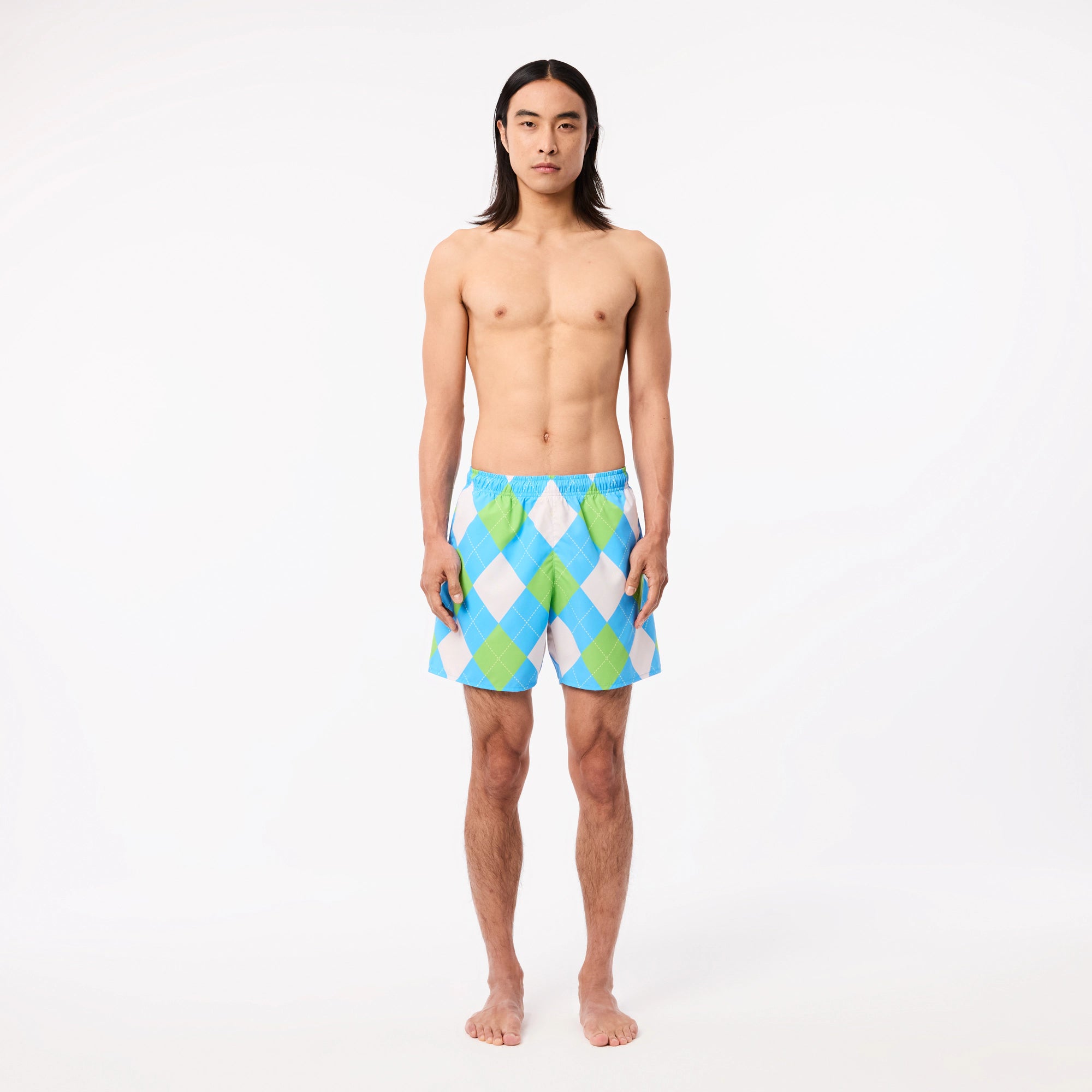 Quick-Dry Swim Trunks.