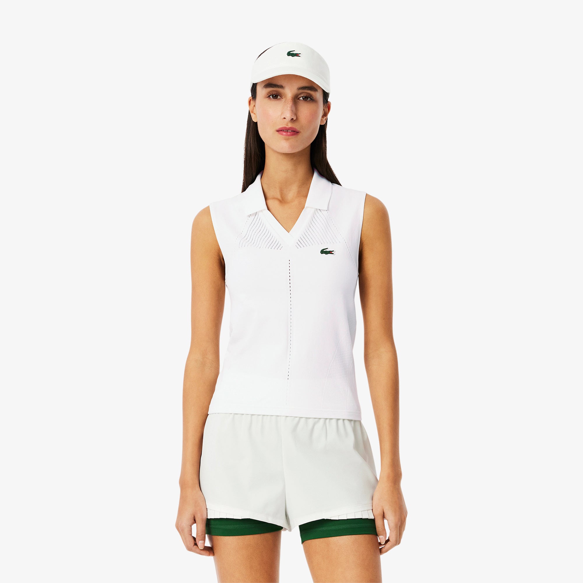 Sleeveless Stretch Knit Tennis Polo.