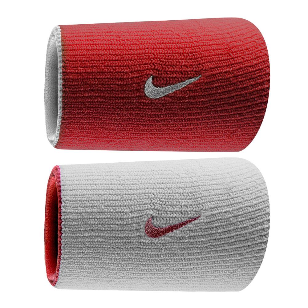 Dri-Fit Home & Away Doublewide Wristbands - Varsity Red/White.