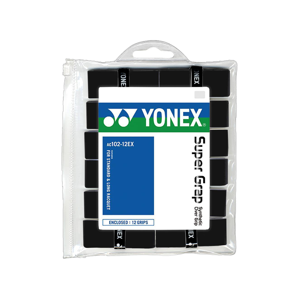 Yonex Super Grap Overgrips (12-Pack) - Black.