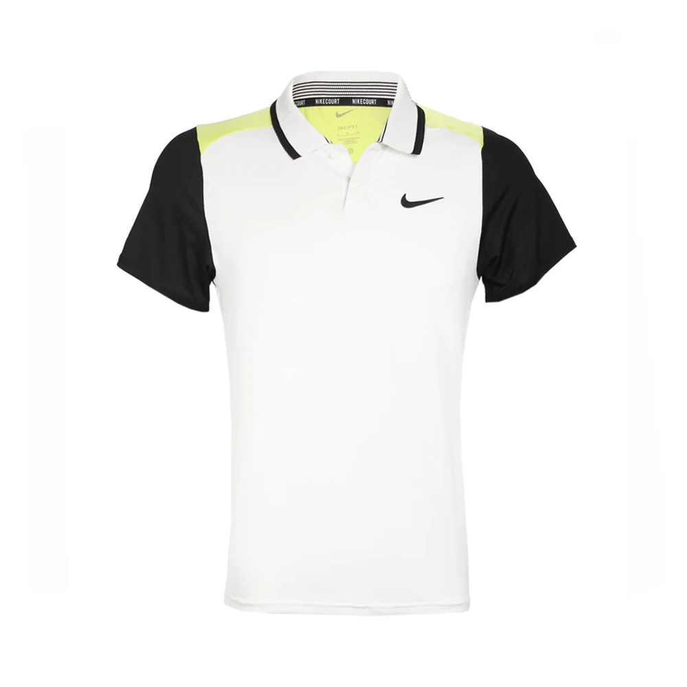 Nike Court Dri-Fit Advantage Polo (Men's) - White/Light Lemon Twist/Black/Black
