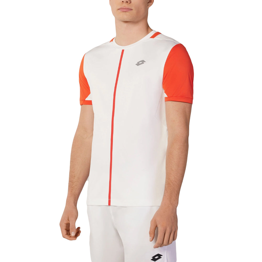 T-shirt Lotto Top IV (Homme) - Blanc éclatant/Rouge coquelicot