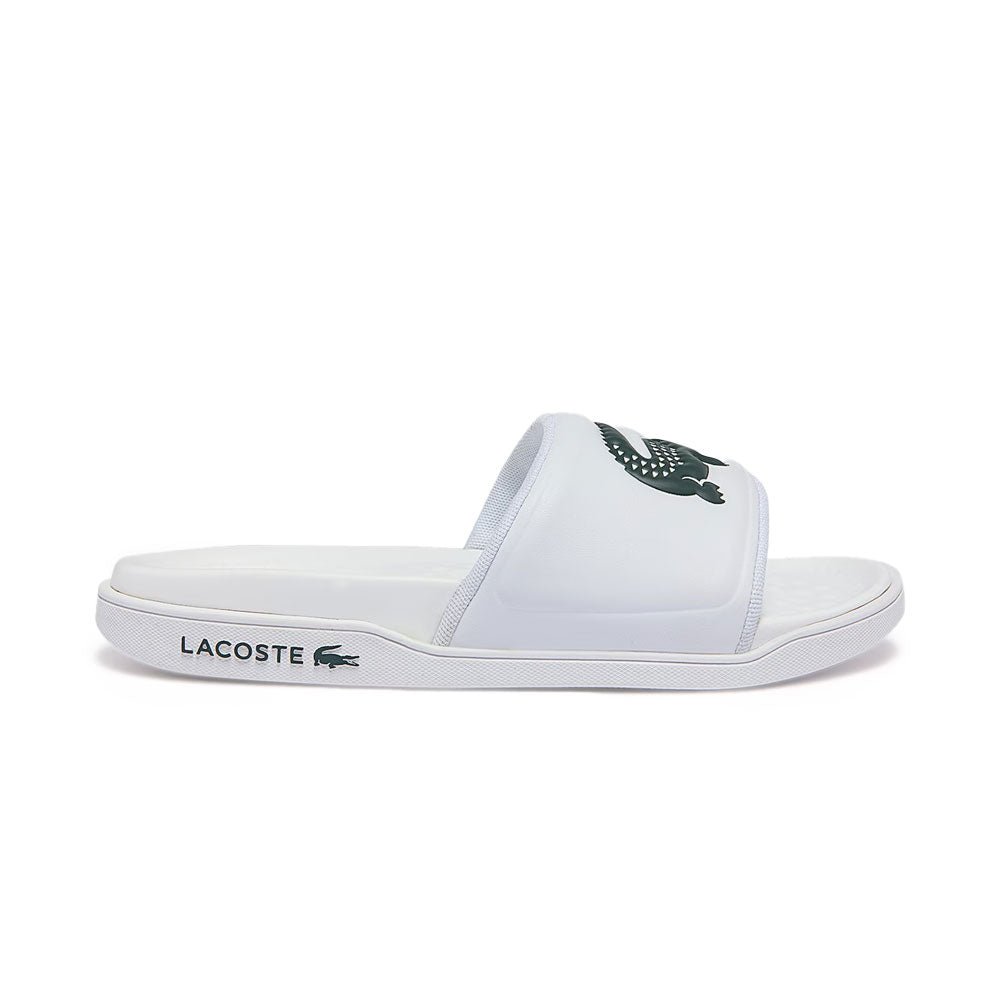 Lacoste Croco Dualiste Synthetic Logo Strap Slides (Men's) - White/Dark Green