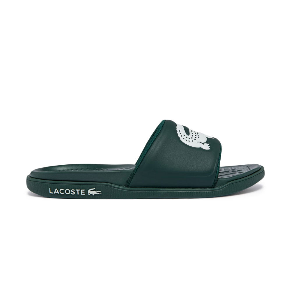 Lacoste Croco Dualiste Synthetic Logo Strap Slides (Men's) - Dark Green/White