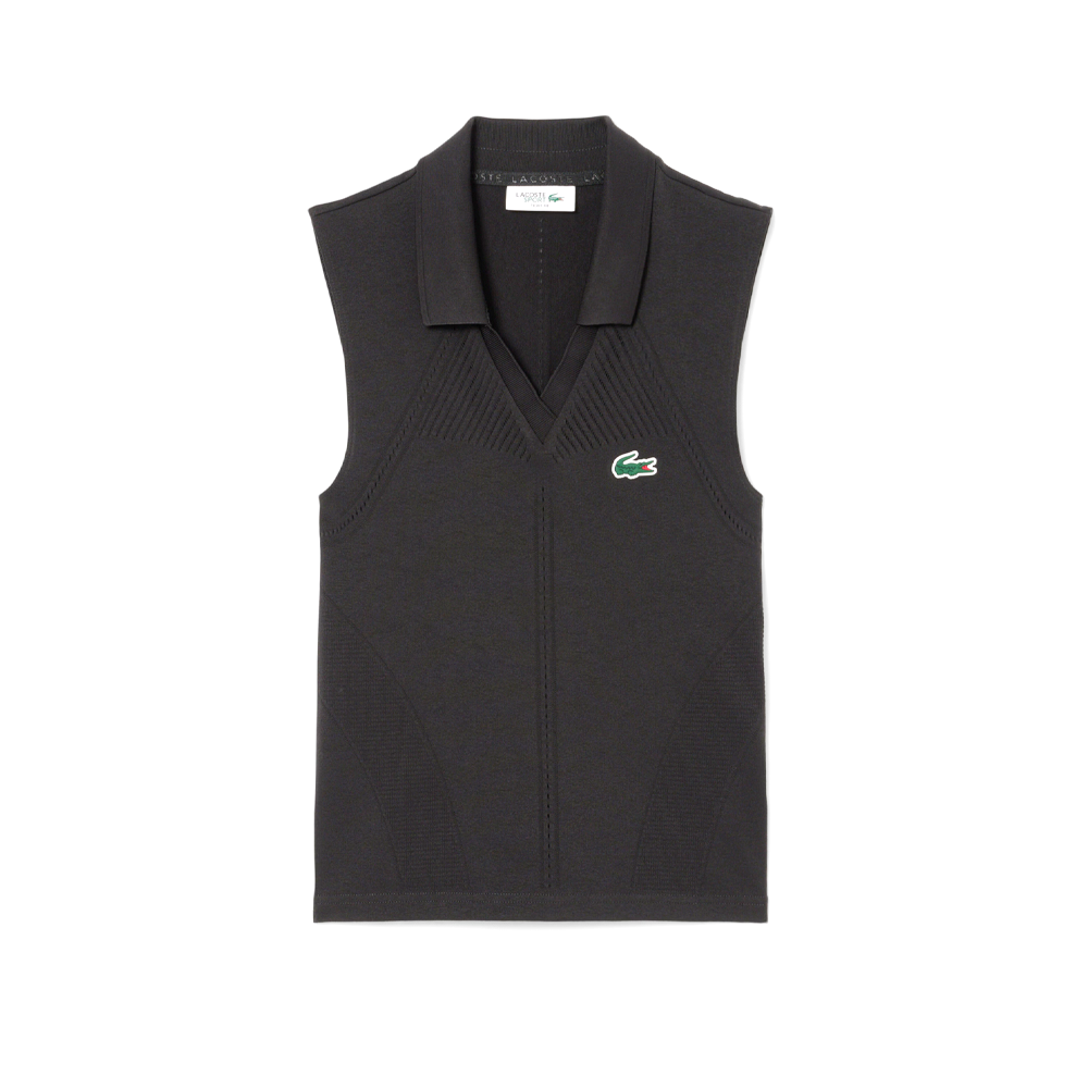 Polo de tennis en maille extensible sans manches