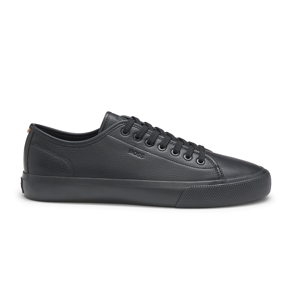 Low-top trainers in grained faux leather.