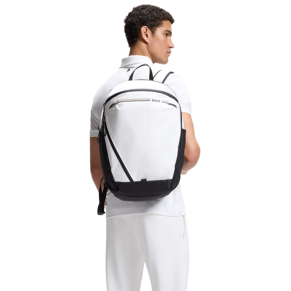Backpack in Structured Fabric Signature Stripe