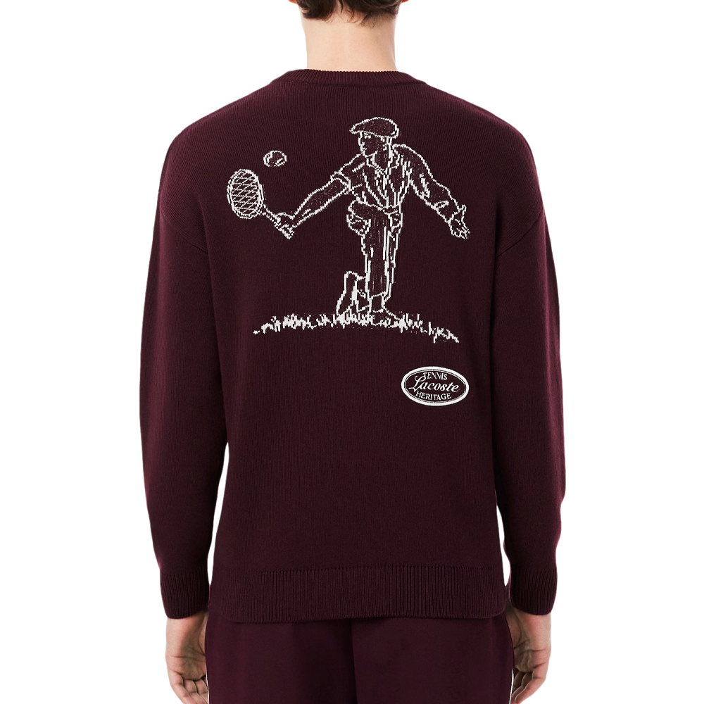 Wool Blend Crew Neck Tennis Heritage Sweater