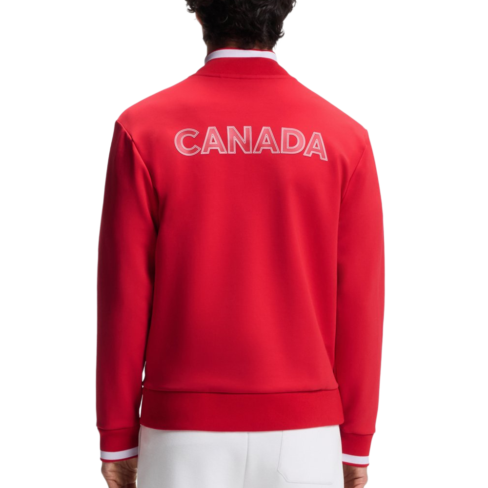Cotton-blend zip-neck sweater with logo print.