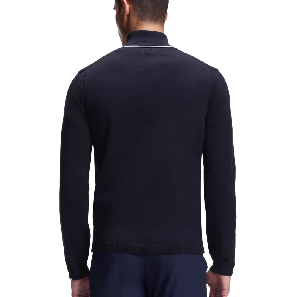 Cotton-blend zip-neck sweater with logo print
