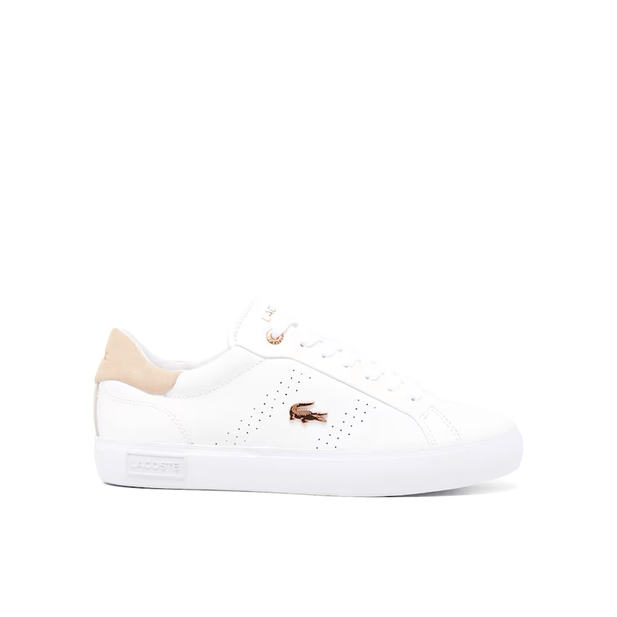Lacoste Powercourt 2.0 Baskets en cuir Femme Blanc Rose