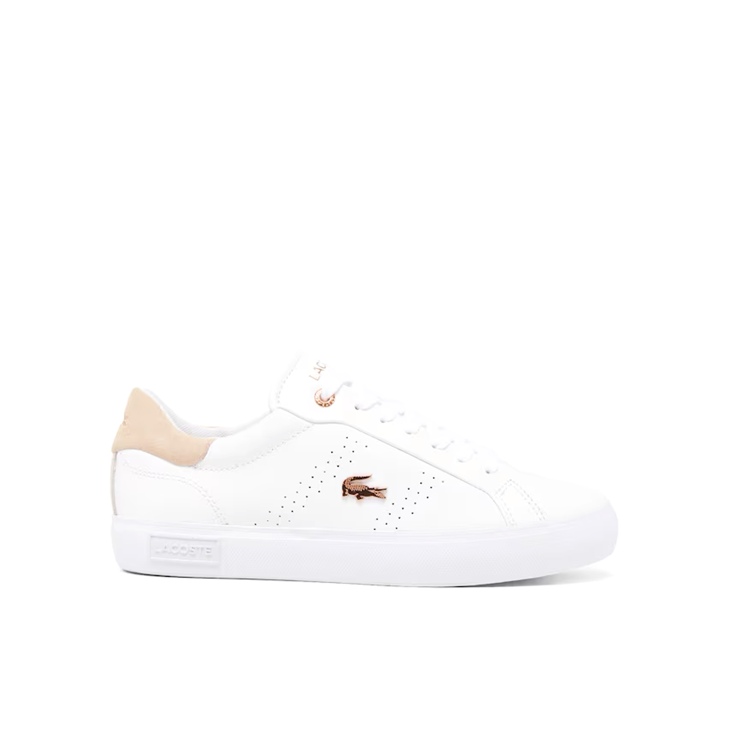 Baskets Lacoste Powercourt 2.0 en cuir (Femme) - Blanc/Rose.