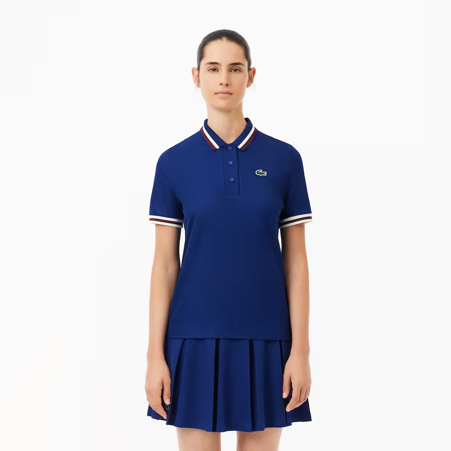 Lacoste Sport Contrast Collar PIQUÉ  Polo Shirt (Women's) -Blue