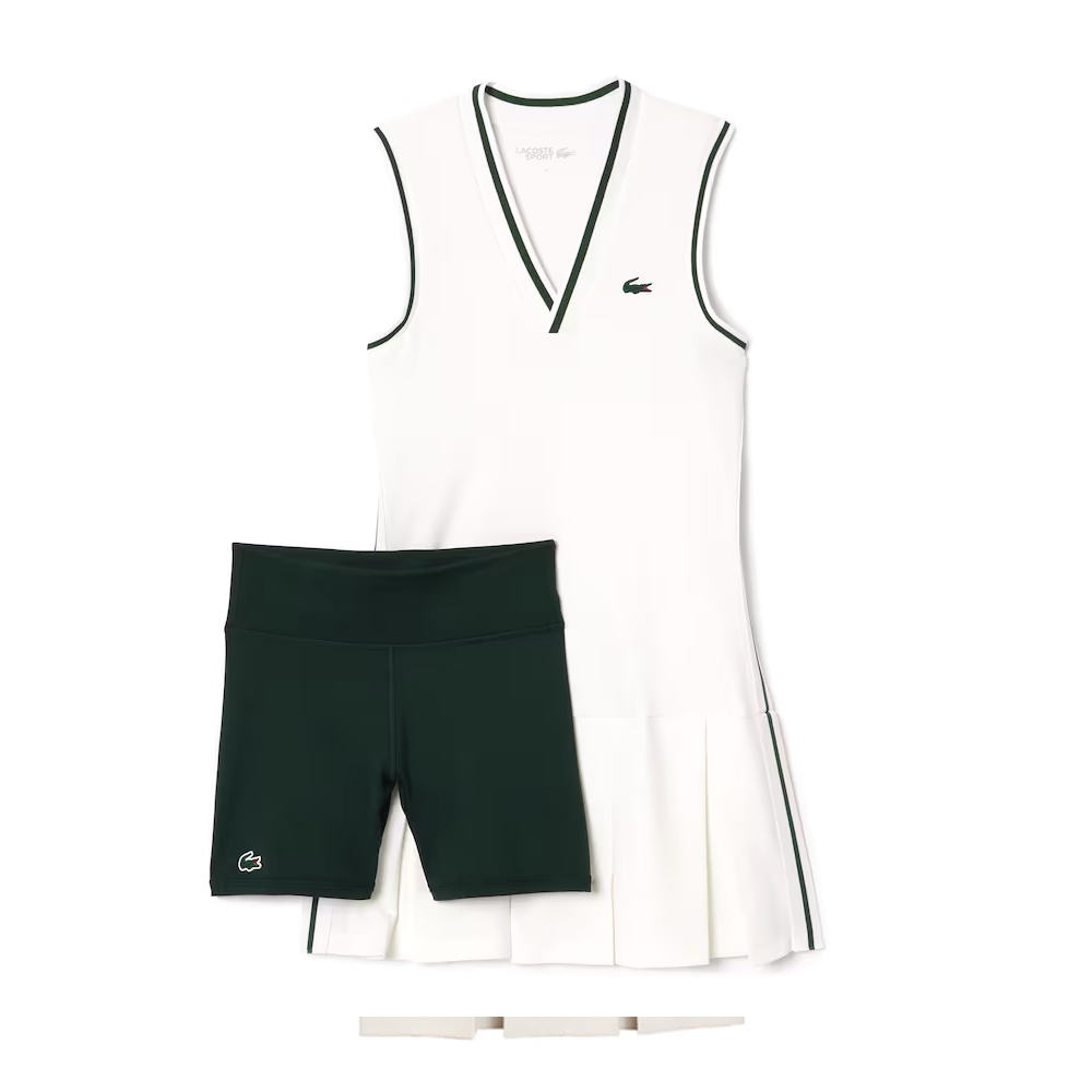 Lacoste Dress With Removable PIQUÉ Shorts (Women's) - White/Green