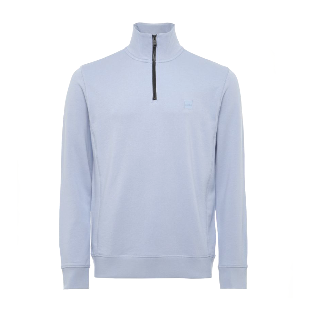 Cotton-Terry Zip-Neck Sweatshirt With Logo Patch