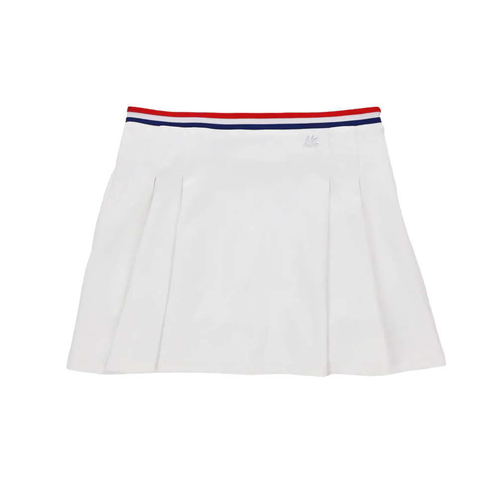 Striped Scuba Pleated Skirt