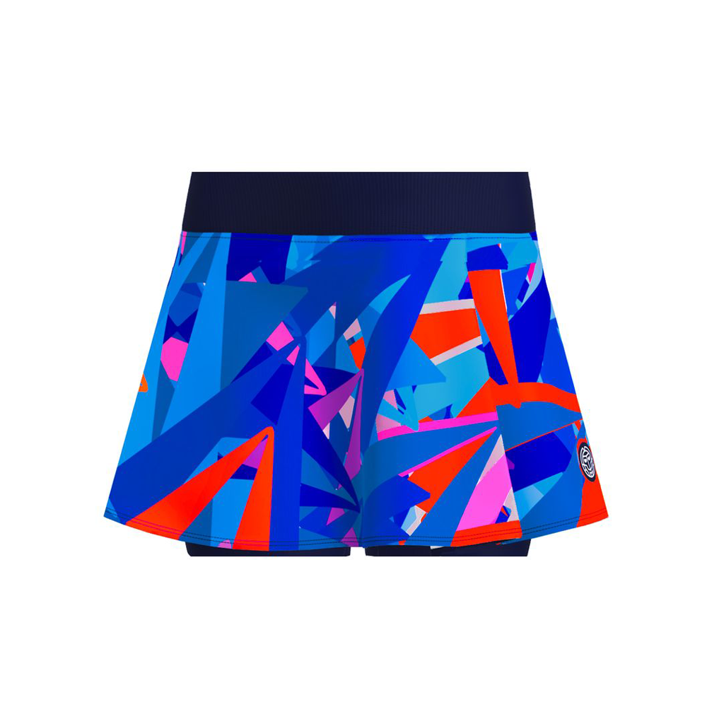 Jupe-short ondulée imprimée à pointes - Bleu foncé/Bleu.