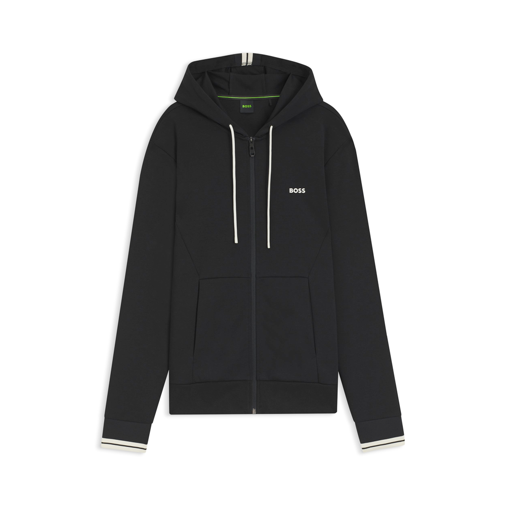 Cotton-Blend Zip-Up Hoodie With Stripe Details