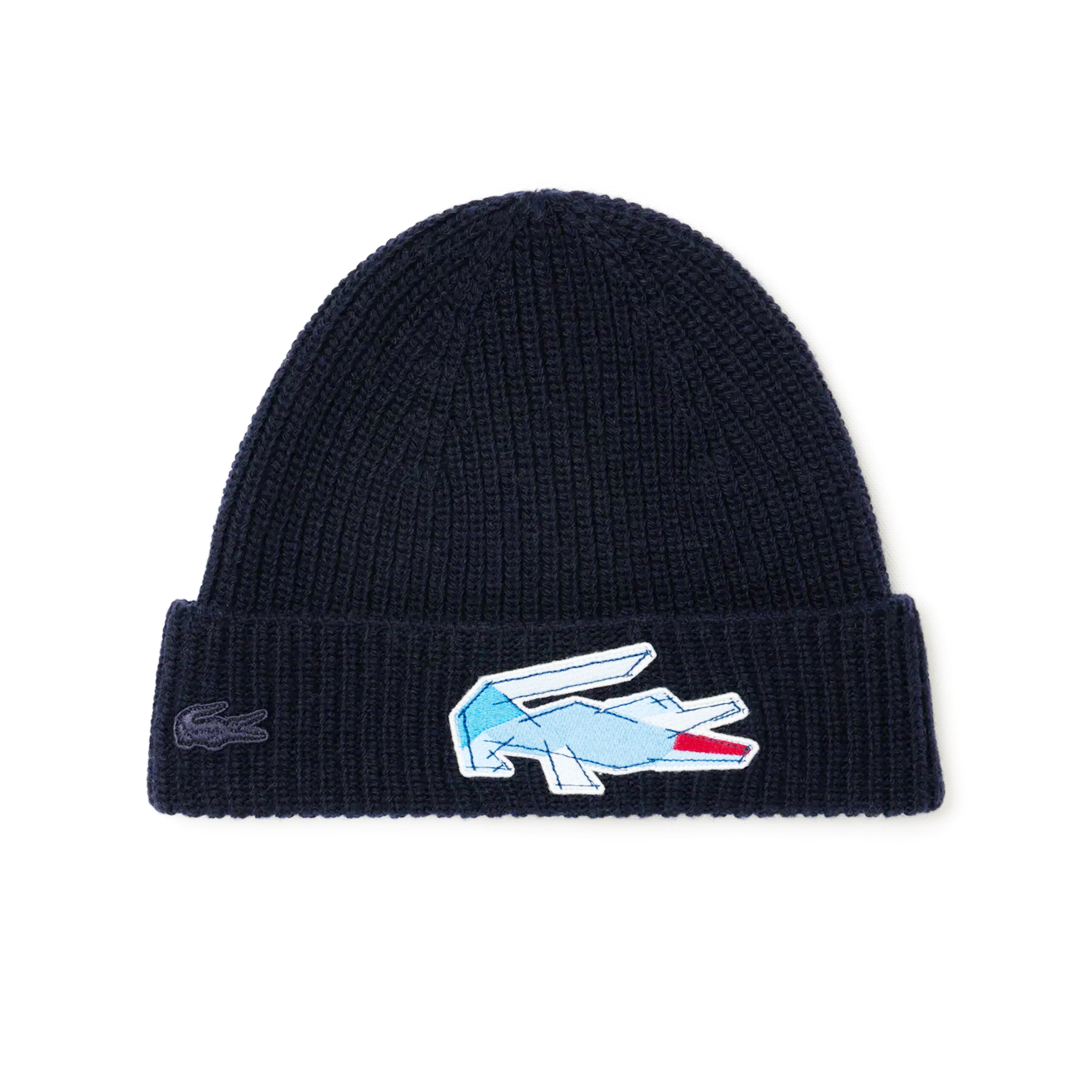 Bonnet en laine côtelée à motif crocodile