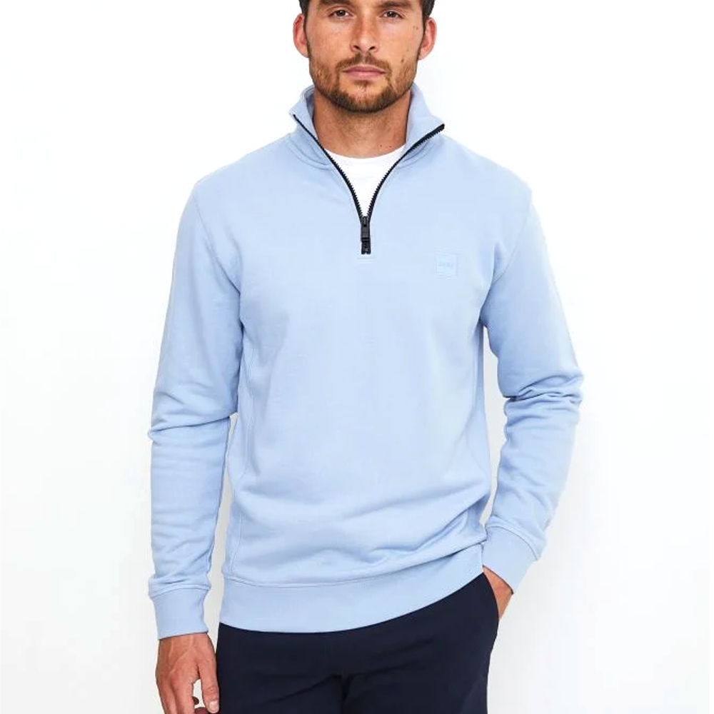 Cotton-Terry Zip-Neck Sweatshirt With Logo Patch