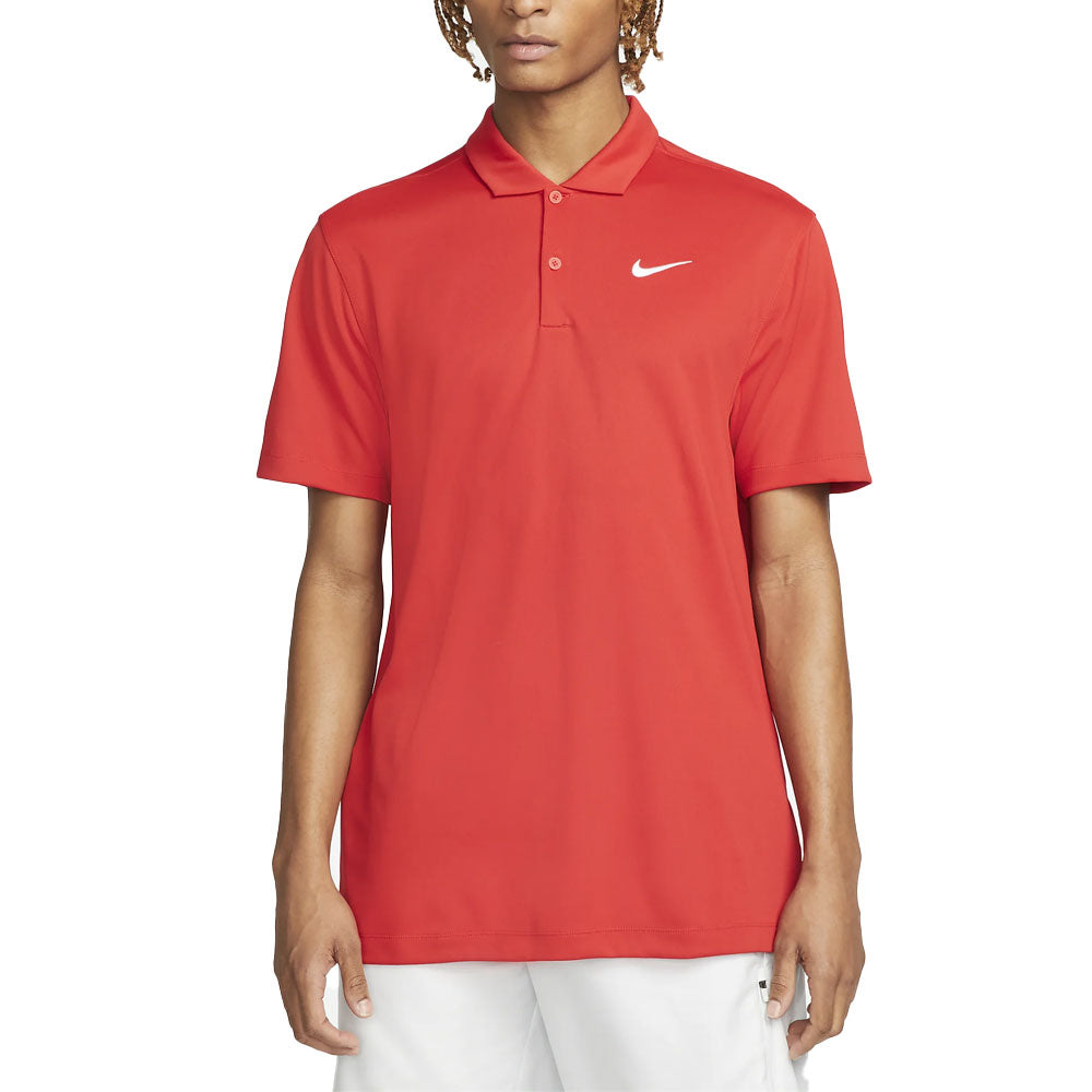 Polo Nike Court Dri-Fit Solid (Homme) - Rouge Université/Blanc