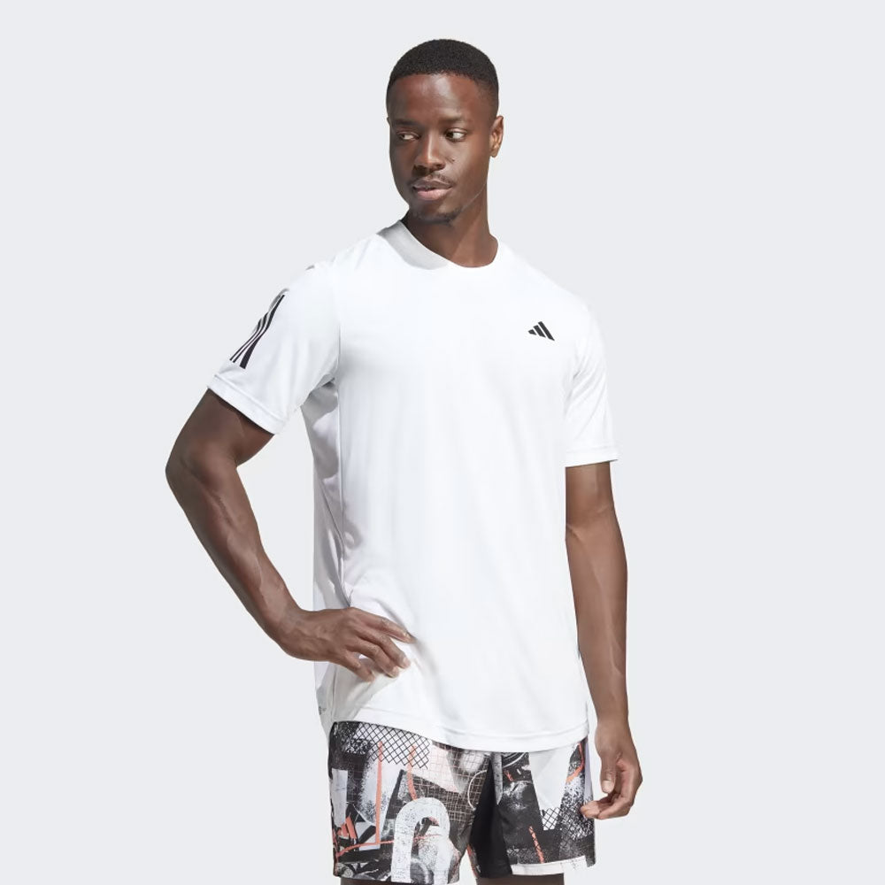 Adidas Club 3-Stripes Tennis Tee (Men's) - White