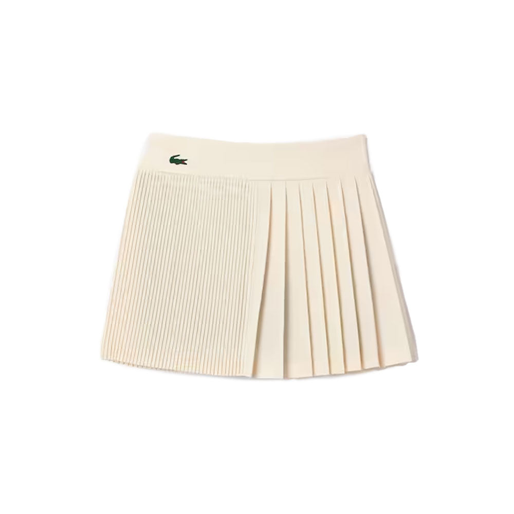 Lacoste Ultra-Dry Stretch Tennis Skirt With Built-In Shorts (Women's) - White/Navy Blue