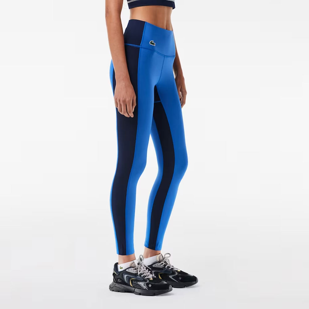 Lacoste Colorblock Ultra-Dry Stretch Sport Leggings (Women's) - Navy Blue/Blue