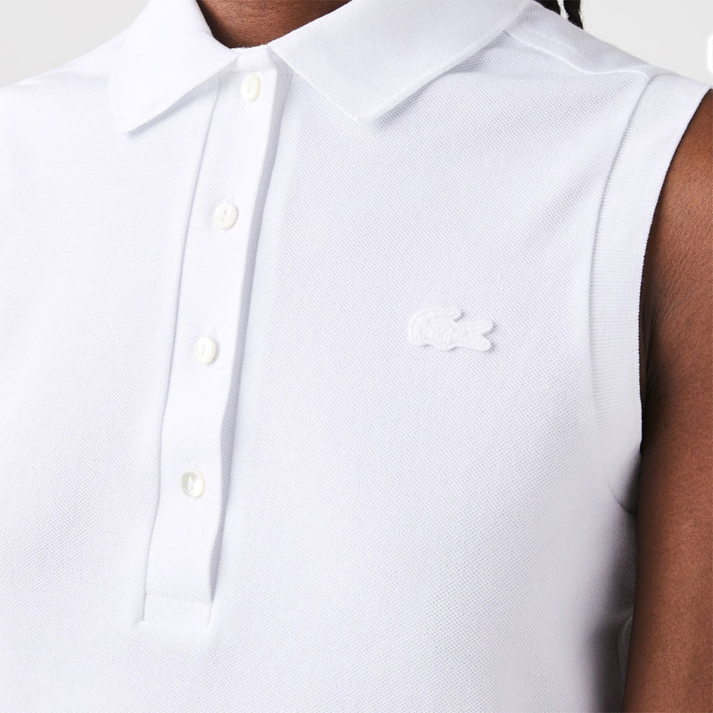 Lacoste Slim Fit Sleeveless Cotton Piqué Polo Shirt (Women's) - White