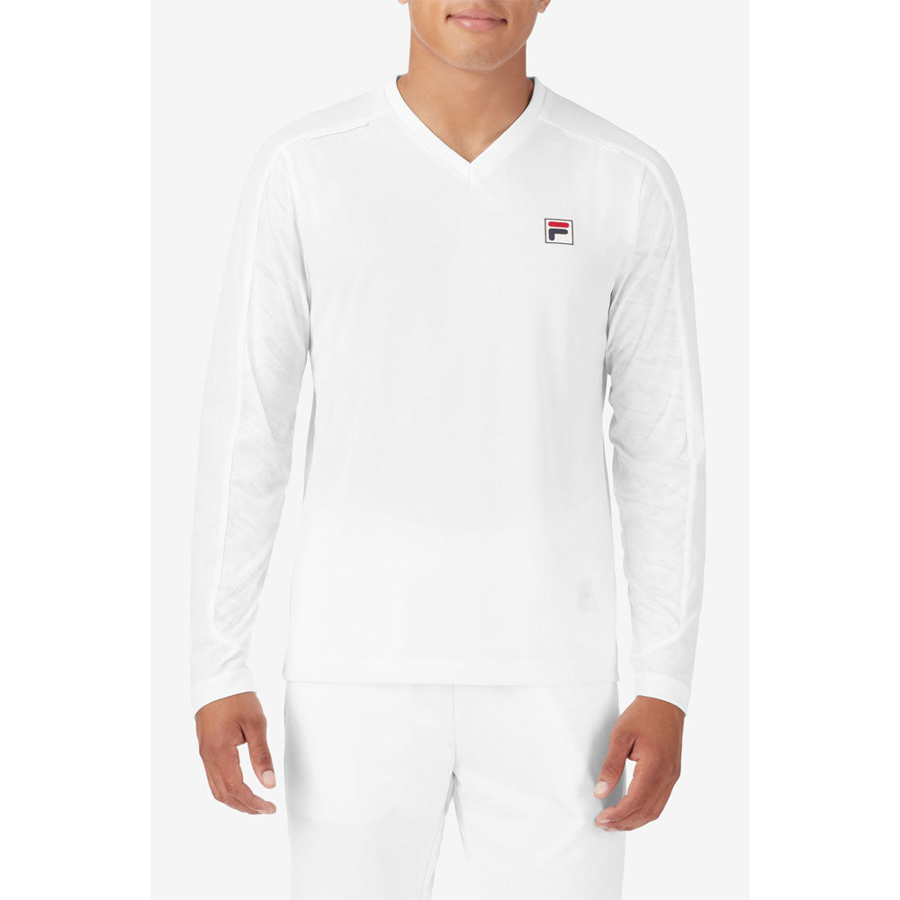 Fila White Line Long Sleeve V-Neck (Homme) - Blanc/Camouflage
