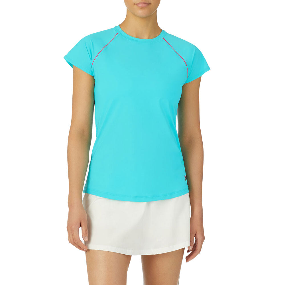 Fila Tie Breaker Short Sleeve Top (Women's) - Blue Radiance/Pink Glo/White