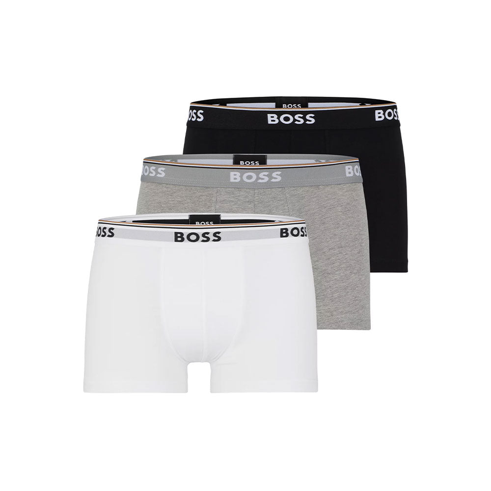 BOSS Stretch-Cotton Trunks (3-Pack) - White/Grey/Black