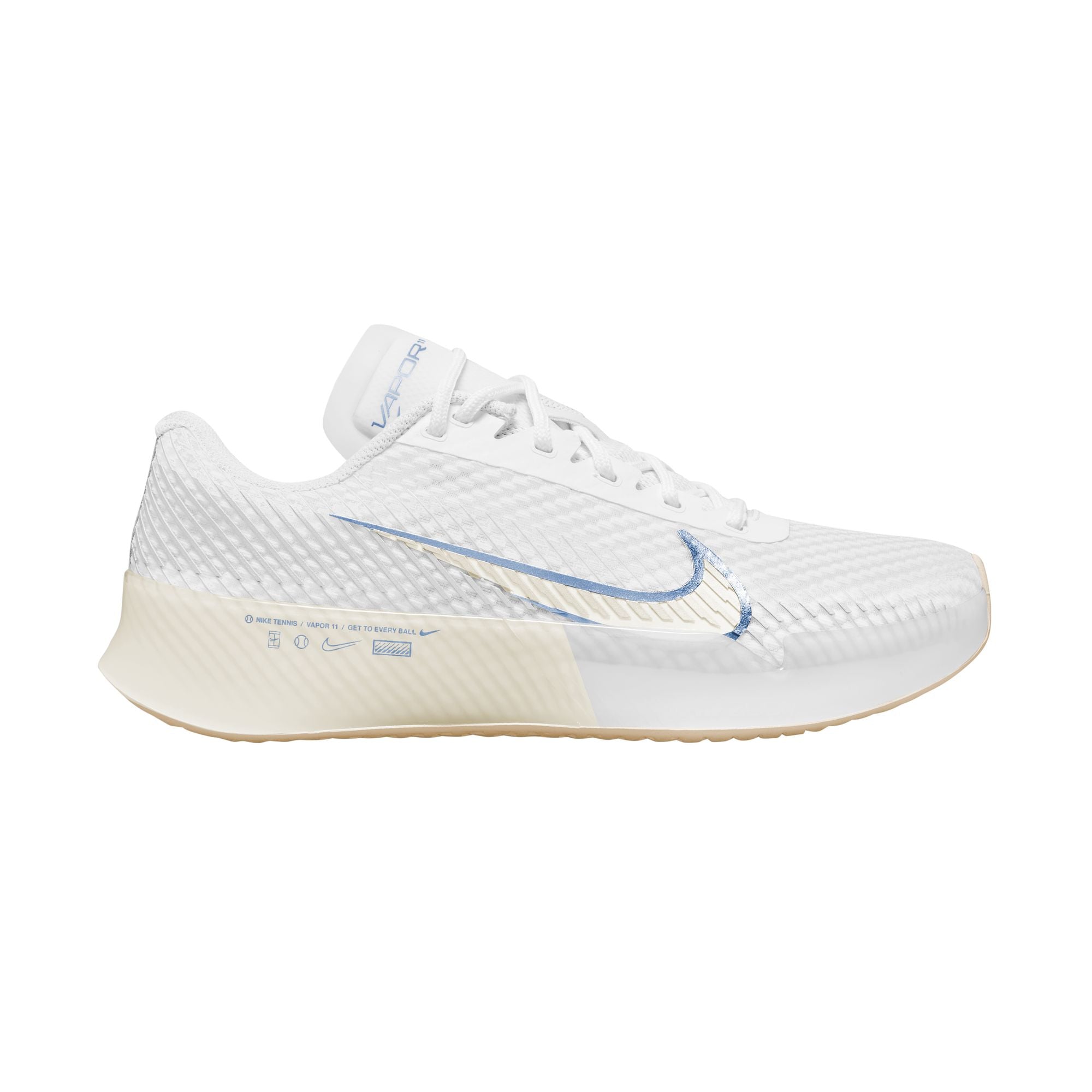 Nike Court Air Zoom Vapor 11 (Women's) - White/Light Blue/Sail Gum/Light Brown