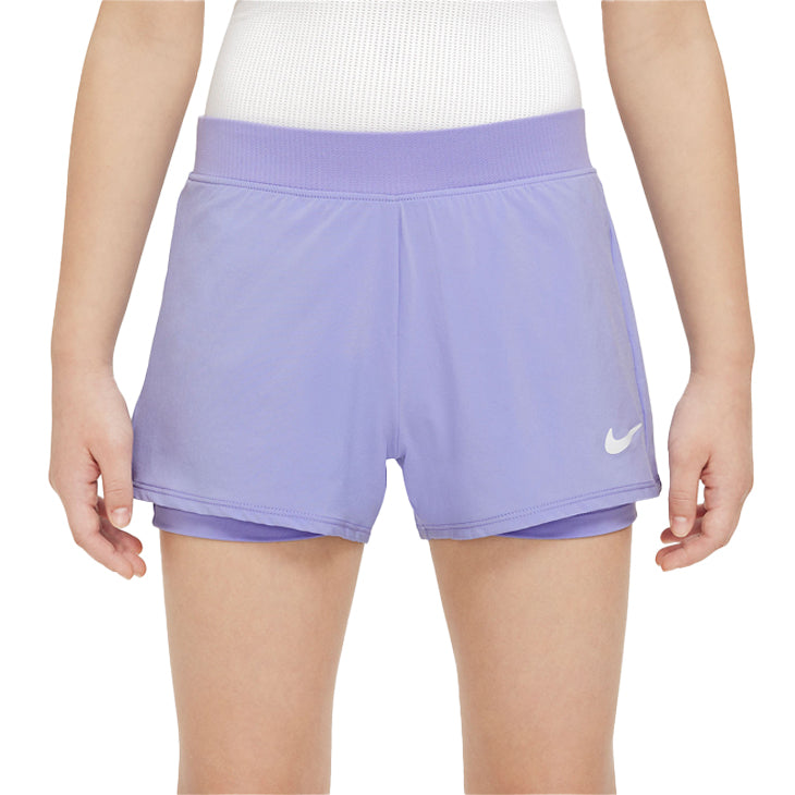 Nike Court Dri-Fit Victory Shorts (Girl's) - Light Thistle/White