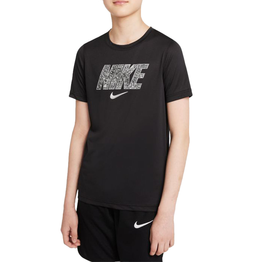 T-shirt d'entraînement Nike Dri-FIT Trophy Swoosh (Garçon) - Noir